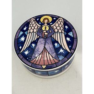 Mikasa Porcelain Angel Painted Stained Glass Design Trinket Jewelry Box